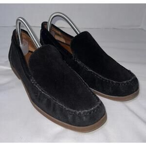 Franco Sarto Gina Loafers Womens Size 8.5 Black Suede Moc Toe Slip On Cushioned
